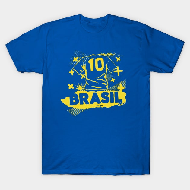 Vintage Brazil Football // Retro Grunge Brasil Soccer T-Shirt by SLAG_Creative